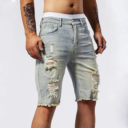 Shred Line Denim Shorts
