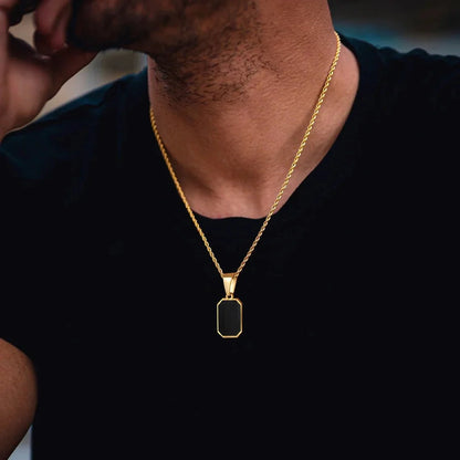 Onyx Stainless Steel Pendent Necklace