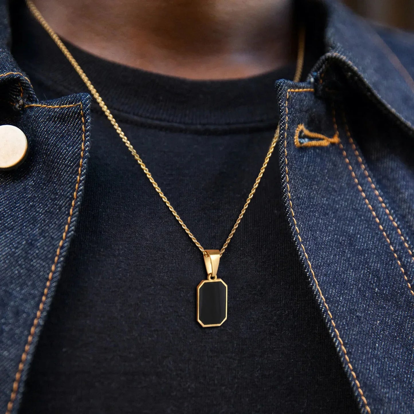 Onyx Stainless Steel Pendent Necklace